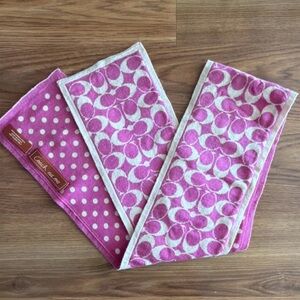 Coach Pink Merino Wool Scarf Polka Dot Logo Print Rectangle for Women -Y2K
